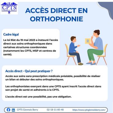 Accès direct en orthophonie au sein de la CPTS Giennois Berry
